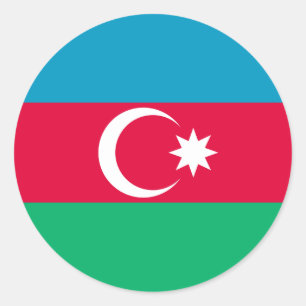 Adesivo Redondo Bandeira do Azerbaijão Sticker
