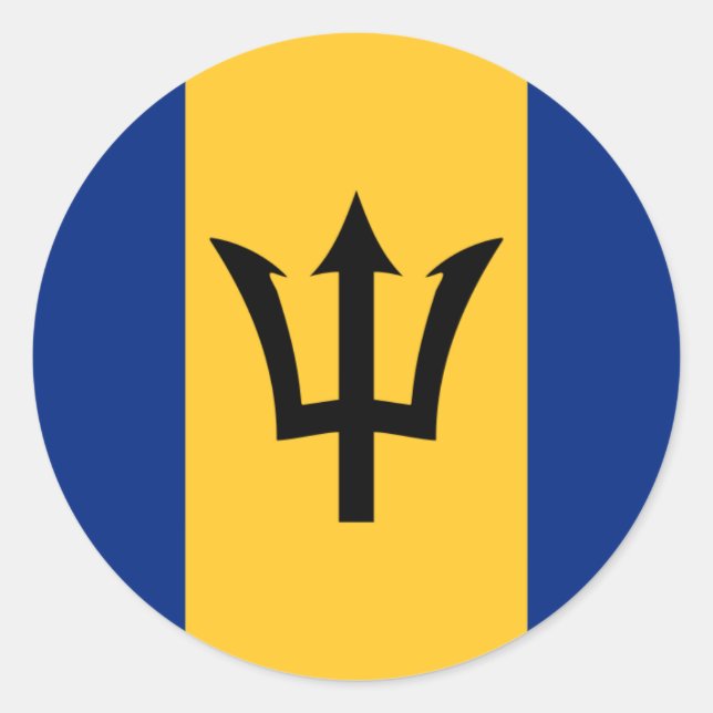 Adesivo Redondo Bandeira do Barbado, Bandeira dos Barbados (Frente)