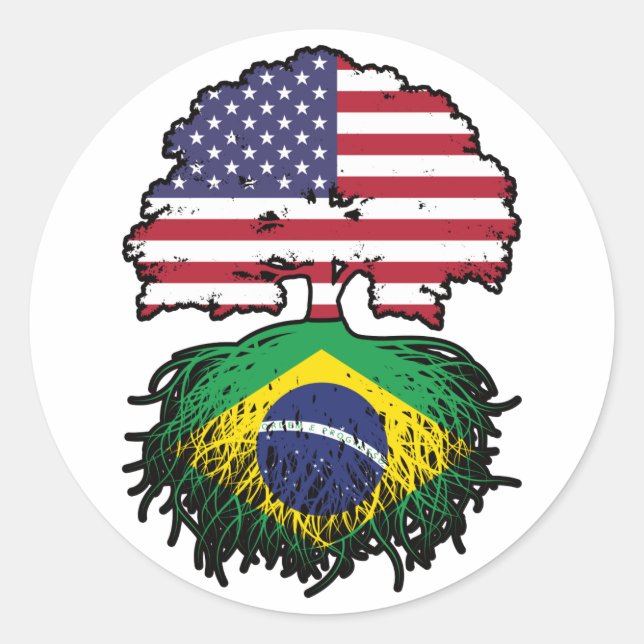 Adesivo Redondo Bandeira do Brasil: Árvore Americana (Frente)