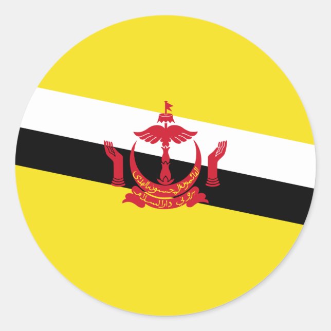 Adesivo Redondo Bandeira do Brunei (Frente)