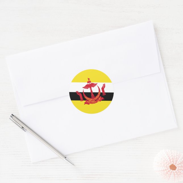 Adesivo Redondo Bandeira do Brunei (Envelope)