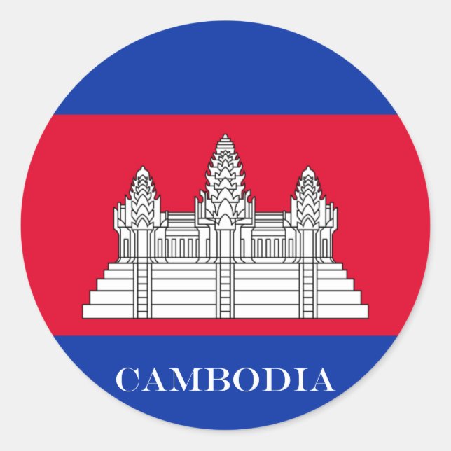 Adesivo Redondo Bandeira do Camboja (Frente)