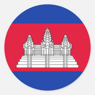 Adesivo Redondo Bandeira do Camboja