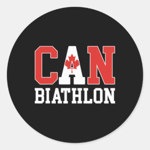 Adesivo Redondo Bandeira do Canadá Biathlonist - Canadiano Can Bia
