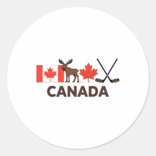 Adesivo Redondo Bandeira do Canadá Folha de Bordo Canadense Veado