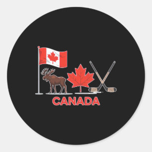 Adesivo Redondo Bandeira do Canadá Folha de Bordo Canadense Veado