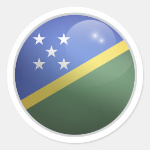 Adesivo Redondo Bandeira do Círculo Brilhante das Ilhas Salomão
