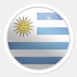 Adesivo Redondo Bandeira do Círculo Brilhante do Uruguai