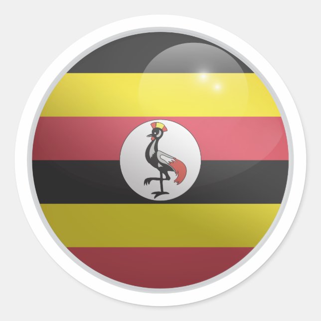 Adesivo Redondo Bandeira do Círculo Glosso de Uganda (Frente)