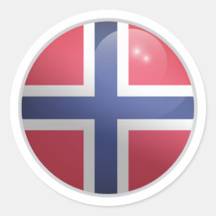 Adesivo Redondo Bandeira do Círculo Glossy da Noruega