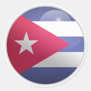 Adesivo Redondo Bandeira do Círculo Glossy em Cuba