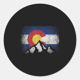 Adesivo Redondo Bandeira do Colorado Montanha Esqui Presente de In