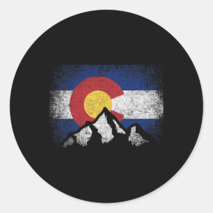 Adesivo Redondo Bandeira do Colorado Montanha Esqui Presente de In