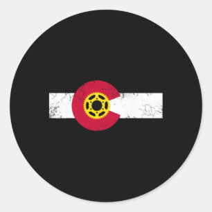 Adesivo Redondo Bandeira do Colorado Mountain Bike Ciclismo Andar
