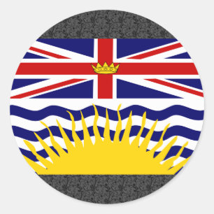 Adesivo Redondo Bandeira do Columbia Britânica de Canadá