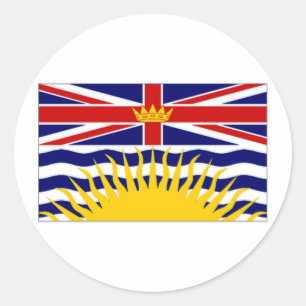 Adesivo Redondo Bandeira do Columbia Britânica de Canadá