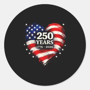 Adesivo Redondo Bandeira do coração 250 anos de design de liberdad