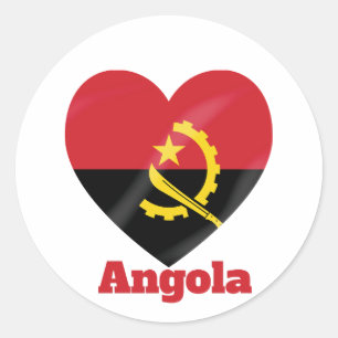 Adesivo Redondo Bandeira do Coração de Angola