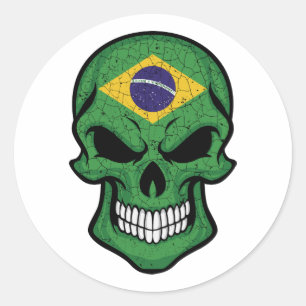 Adesivo Redondo Bandeira do Crânio do Brasil sorrindo