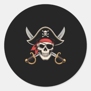 Adesivo Redondo Bandeira do crânio pirata jolly roger halloween en