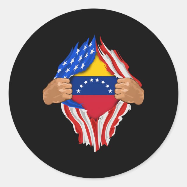 Adesivo Redondo Bandeira do Dentro de Sangue Venezuela (Frente)