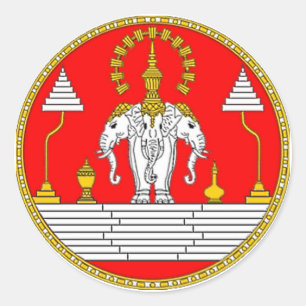 ADESIVO REDONDO BANDEIRA DO ELEFANTE PRINCIPAL DE LAOS TRÊS