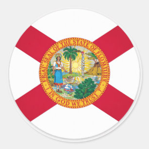 Adesivo Redondo Bandeira do Estado da Flórida – Selo Oficial Patri