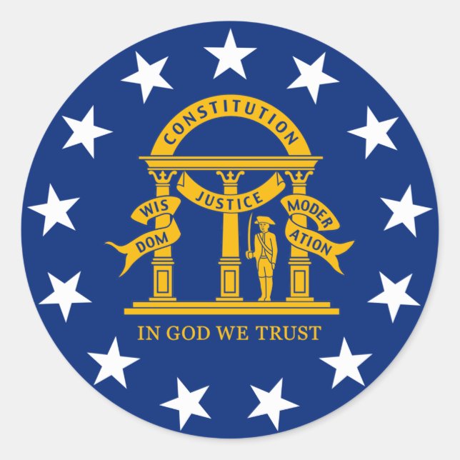 Adesivo Redondo Bandeira do Estado da Geórgia (Frente)