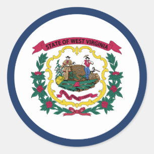 Adesivo Redondo Bandeira do Estado da Virgínia Ocidental