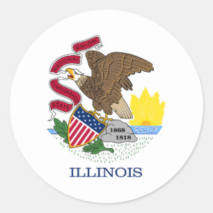 Adesivo Redondo Bandeira do Estado de Illinois
