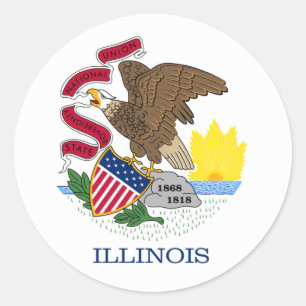 Adesivo Redondo Bandeira do estado de Illinois