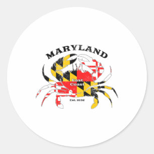 Adesivo Redondo Bandeira do Estado de Maryland Caranguejo Orgulho