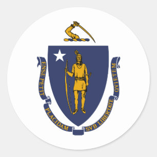 Adesivo Redondo Bandeira do estado de Massachusetts