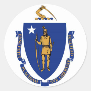 Adesivo Redondo Bandeira do estado de Massachusetts