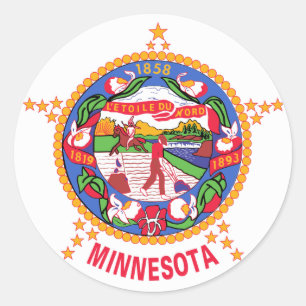 Adesivo Redondo Bandeira do estado de Minnesota