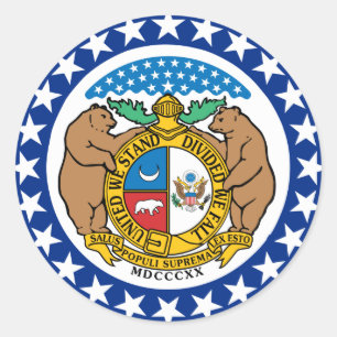 Adesivo Redondo Bandeira do estado de Missouri