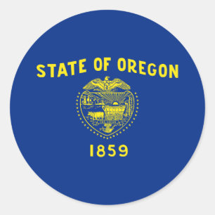 Adesivo Redondo Bandeira do estado de Oregon