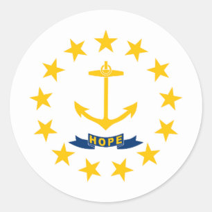 Adesivo Redondo Bandeira do Estado de Rhode Island