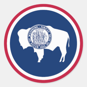 Adesivo Redondo Bandeira do Estado de Wyoming