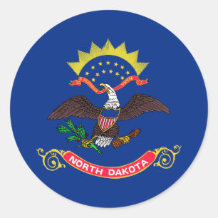 Adesivo Redondo Bandeira do Estado do Dakota do Norte