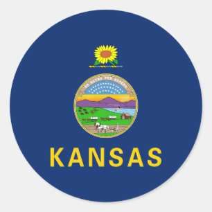 Adesivo Redondo Bandeira do estado do Kansas