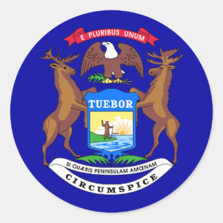 Adesivo Redondo Bandeira do Estado do Michigan