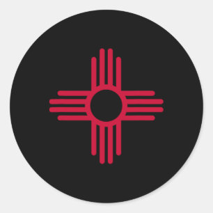 Adesivo Redondo Bandeira do Estado do Novo México Símbolo Zia Band