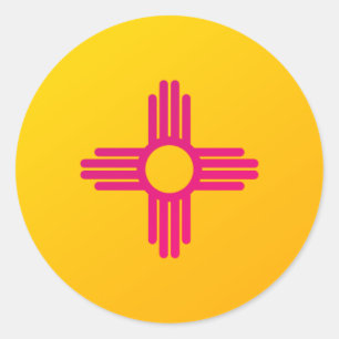 Adesivo Redondo Bandeira do Estado do Novo México Zia Sol