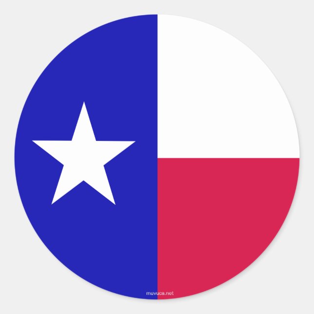 Adesivo Redondo Bandeira do Estado do Texas (Frente)