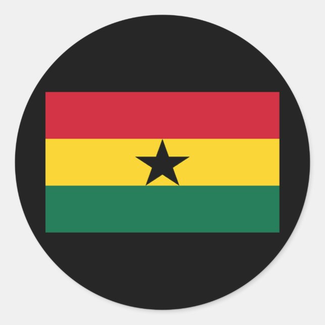 Adesivo Redondo Bandeira do Gana (Frente)
