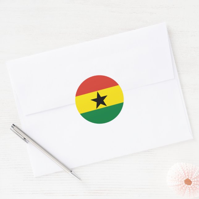 Adesivo Redondo Bandeira do Gana (Envelope)
