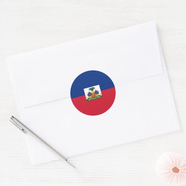 Adesivo Redondo Bandeira do Haiti (Envelope)