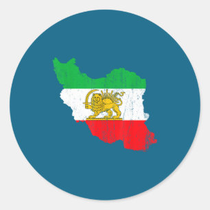 Adesivo Redondo Bandeira do Irã Mapa Leão Persa