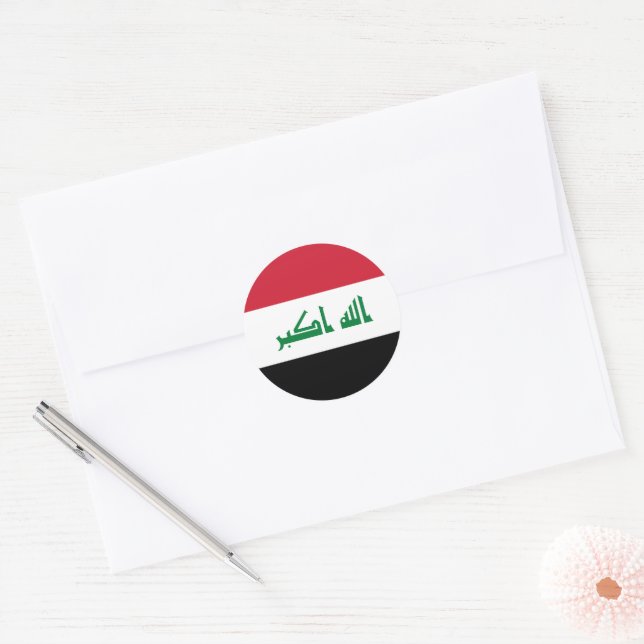Adesivo Redondo Bandeira do Iraque (Envelope)